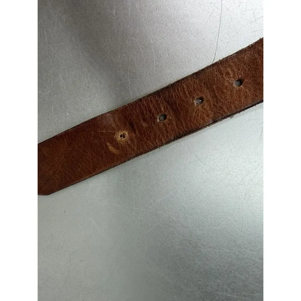 Women's Brown Distressed Leather Belt USA Made Boho Classic Size Medium